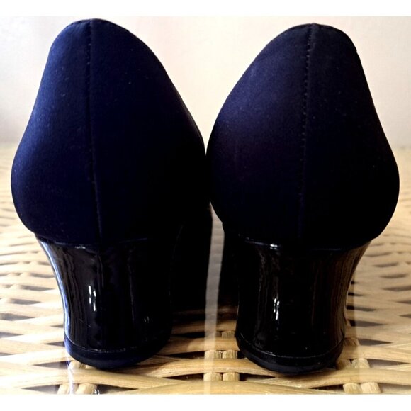 Bruno Magli Women's 9.5 Black Wedge Peep Toe Pumps 2" Heels - Picture 5 of 10